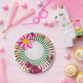 紙プレート、ピンクの花フローラ ペーパープレート (パーティー)