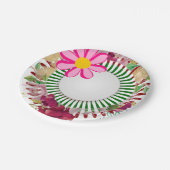 紙プレート、ピンクの花フローラ ペーパープレート (アングル)