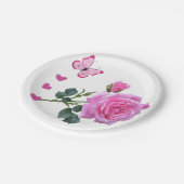 紙プレート、ピンクローズフローラ蝶ハート ペーパープレート (アングル)
