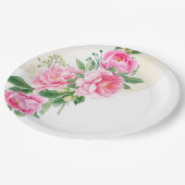 紙プレート – ピンク牡丹 ペーパープレート (アングル)