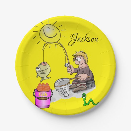 紙プレート、フィッシャーマンサンフィッシュイエロー ペーパープレート (正面)