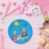 紙プレート、フィッシャーマンフィッシュサンブルー ペーパープレート (パーティー)