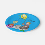 紙プレート、フィッシャーマンフィッシュサンブルー ペーパープレート (アングル)