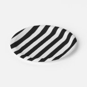 紙プレート、ブラック&ホワイトストライプ ペーパープレート (アングル)