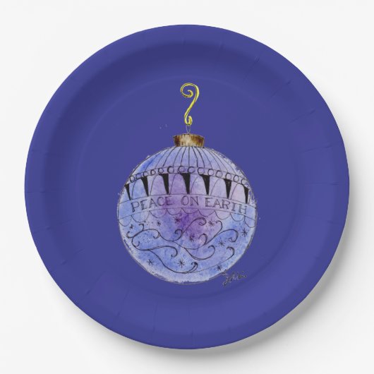 紙プレート – ブルーピースオンアースオーナメント ペーパープレート (正面)