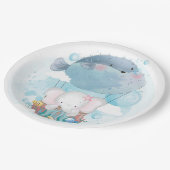 紙プレート:ベビーゾウ&フグ風船 ペーパープレート (アングル)