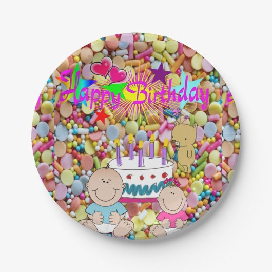 紙プレート、ベビーハッピーバースデー ペーパープレート (正面)