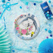 紙プレート、ホッキョクグマフローラ花（昆虫）マルハナバチ ペーパープレート (パーティー)