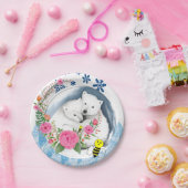 紙プレート、ホッキョクグマフローラ花（昆虫）マルハナバチ ペーパープレート (パーティー)