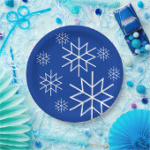 紙プレート – ホワイトスノーフレークスオンブルー ペーパープレート (パーティー)