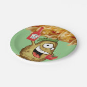 紙プレート、ポテトフライフランスのスのケチャップグリーン ペーパープレート (アングル)