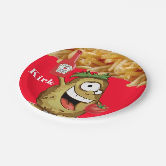 紙プレート、ポテトフライフランスのズケチャップ ペーパープレート (アングル)