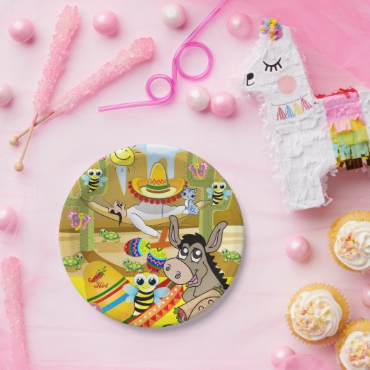 紙プレート、メキシコマンドンキーサンソンブレロ ペーパープレート (パーティー)