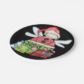 紙プレート、メリークリスマスエンジェルサンタブラック ペーパープレート (アングル)