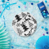 紙プレート、メリークリスマスシルバーブラックグレー ペーパープレート (パーティー)