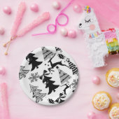 紙プレート、メリークリスマスシルバーブラックグレー ペーパープレート (パーティー)