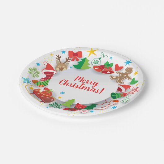 紙プレート – メリークリスマスハッピーニューイヤー!クリスマス ペーパープレート (アングル)