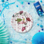 紙プレート、メリークリスマスピンクカー小妖精や小人 ペーパープレート (パーティー)