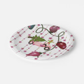 紙プレート、メリークリスマスピンクカー小妖精や小人 ペーパープレート (アングル)