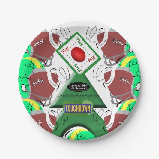 紙プレート、メリークリスマスフットボール ペーパープレート (正面)