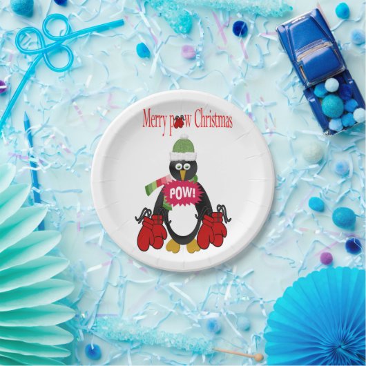 紙プレート、メリークリスマスペンギンボクシング ペーパープレート (パーティー)
