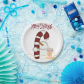 紙プレート、メリークリスマス雪だるまカプチーノ ペーパープレート (パーティー)