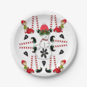 紙プレート、メリークリスマス雪だるま小妖精や小人 ペーパープレート (正面)