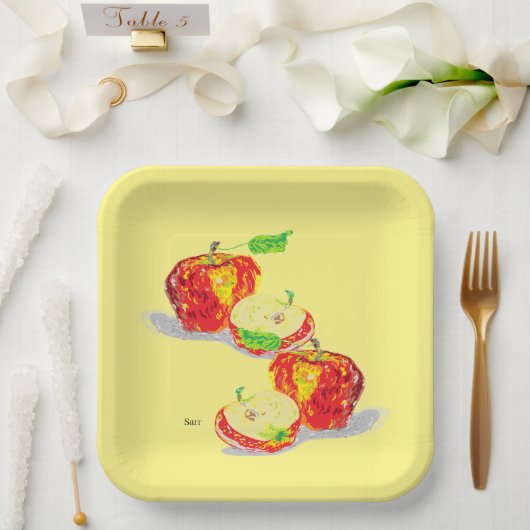 紙プレート：リンゴ ペーパープレート (ウェディング)