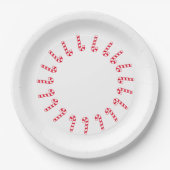 紙プレート – レッドキャンディーキャンズオンホワイト ペーパープレート (正面)