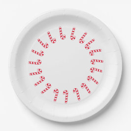 紙プレート – レッドキャンディーキャンズオンホワイト ペーパープレート