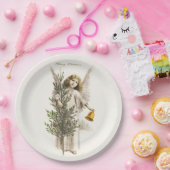 紙プレート：ヴィンテージクリスマスエンジェル ペーパープレート (パーティー)