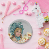 紙プレート、ヴィンテージ女性フローラ花 ペーパープレート (パーティー)