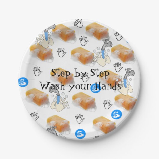 紙プレート、手を洗う石鹸の水栓 ペーパープレート (正面)