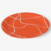 紙プレート「抽象芸術ライン」 – オレンジと白 ペーパープレート (アングル)