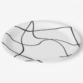 紙プレート「抽象芸術ライン」 – 白黒 ペーパープレート (アングル)