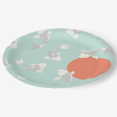 紙プレート:日本のスタイル:コイの魚柄  ペーパープレート (アングル)