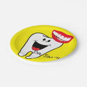 紙プレート、歯スマイルイエローデンティスト ペーパープレート (アングル)