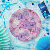 紙プレート: 水彩ハイビスカス&ハミングバード ペーパープレート (パーティー)