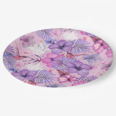 紙プレート: 水彩ハイビスカス&ハミングバード ペーパープレート (アングル)