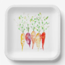 紙プレート – 水彩家宝ニンジン ペーパープレート