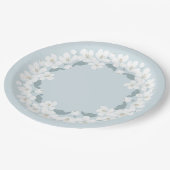 紙プレート: 白いさくらんぼの花。リース ペーパープレート (アングル)