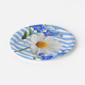 紙プレート、白デイジーストライプフローラ花 ペーパープレート (アングル)