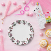 紙プレート、白フローラ花 ペーパープレート (パーティー)