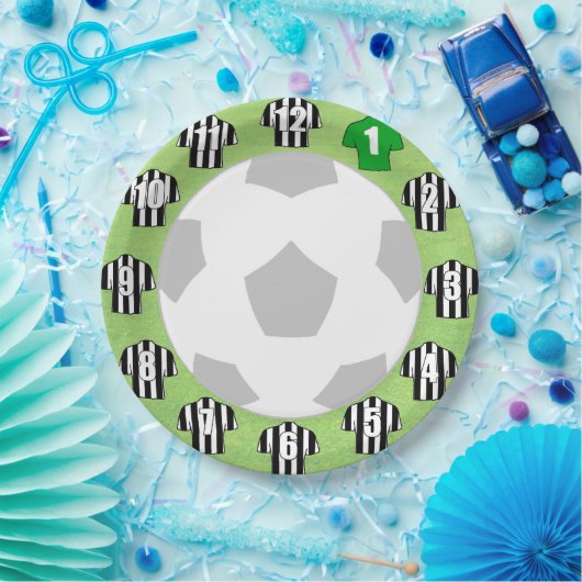 紙プレート – 白黒スポストライプのートシャツ ペーパープレート (パーティー)