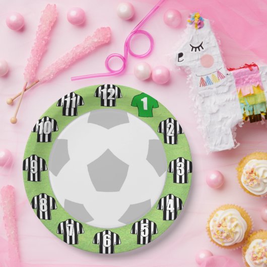 紙プレート – 白黒スポストライプのートシャツ ペーパープレート (パーティー)