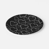 紙プレート、白黒ハート ペーパープレート (アングル)