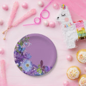 紙プレート、紫のフローラ花 ペーパープレート (パーティー)