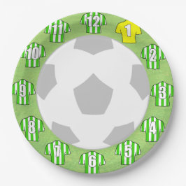 紙プレート – 緑と白のスポストライプのートシャツ ペーパープレート