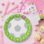 紙プレート – 緑と黄ストライプののスポーツシャツ ペーパープレート (パーティー)