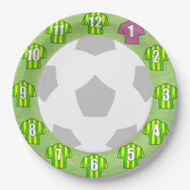 紙プレート – 緑と黄ストライプののスポーツシャツ ペーパープレート